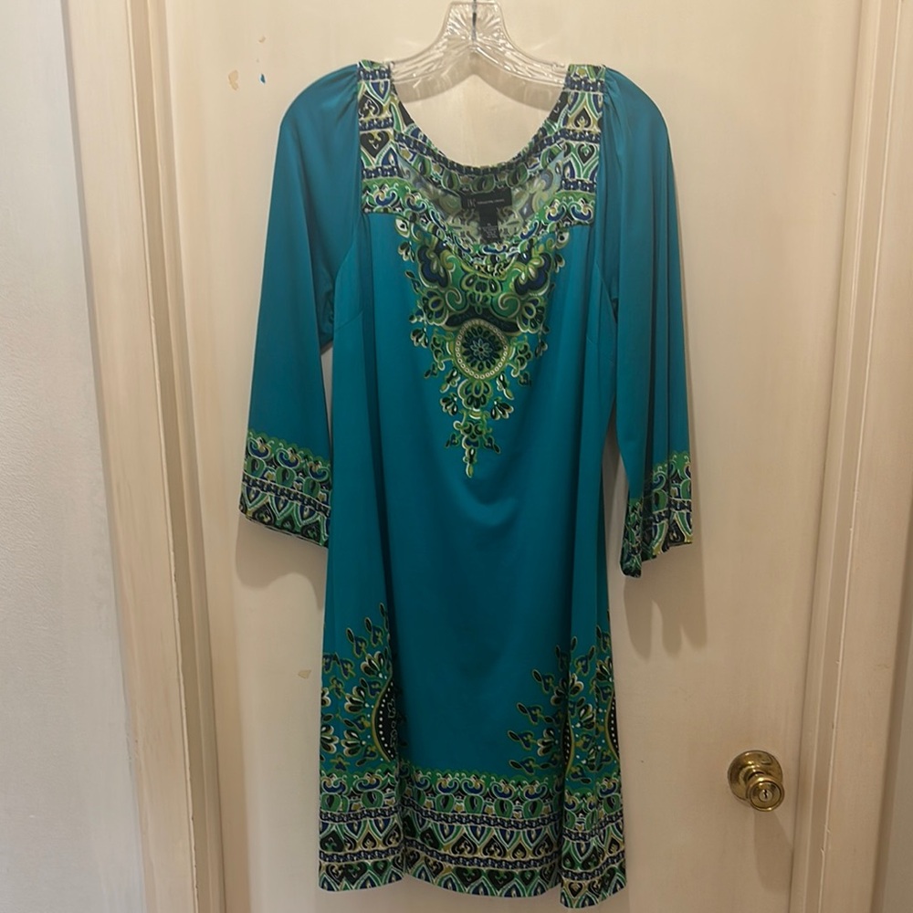 Teal and Green Patterned Dress